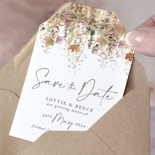 autumn wedding save the date cards