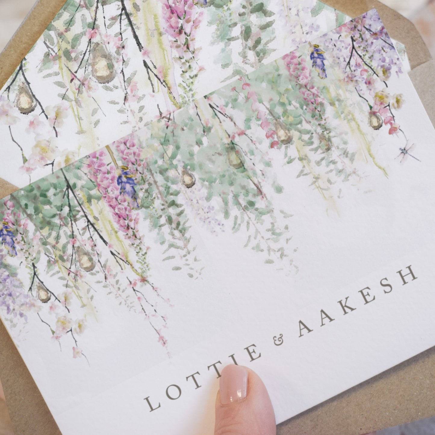 Whimsical Spring 4 Fold Concertina Wedding Invitation