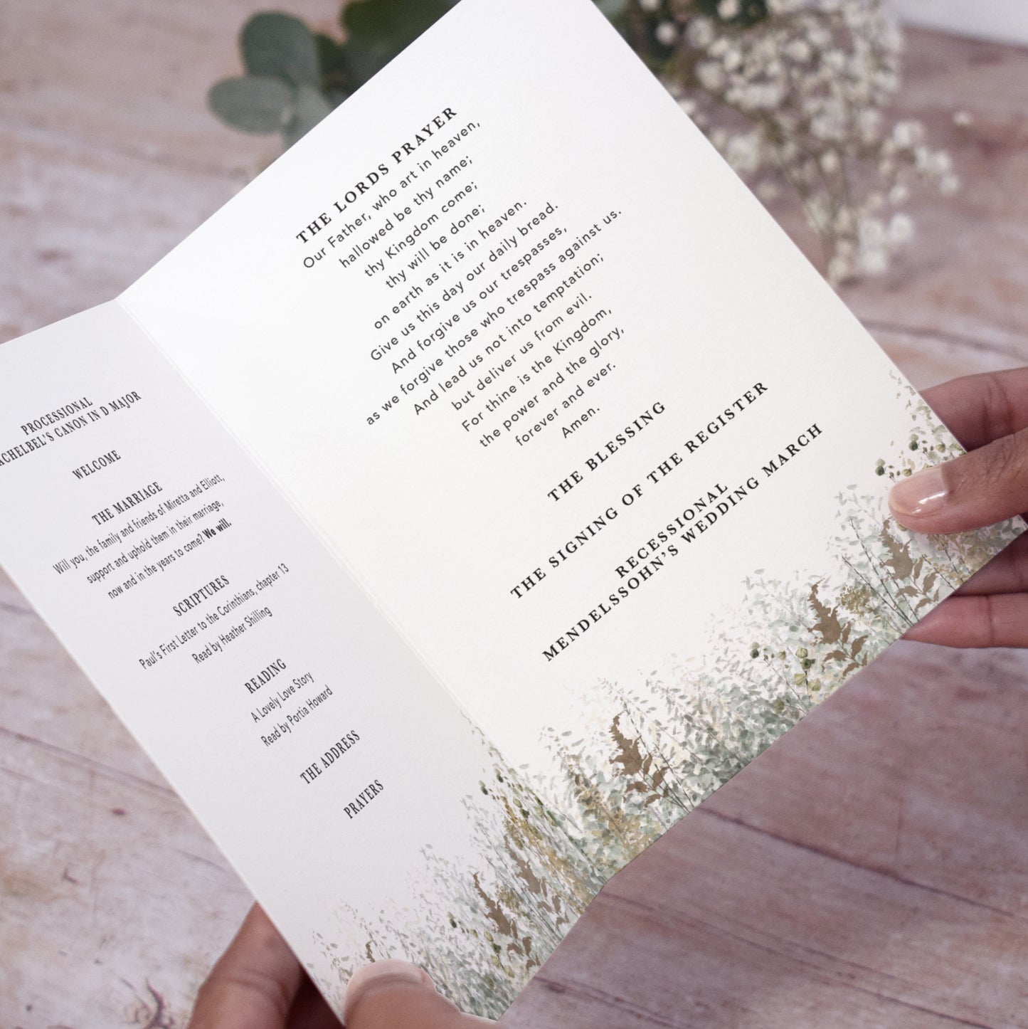 order of service for an autumn wedding