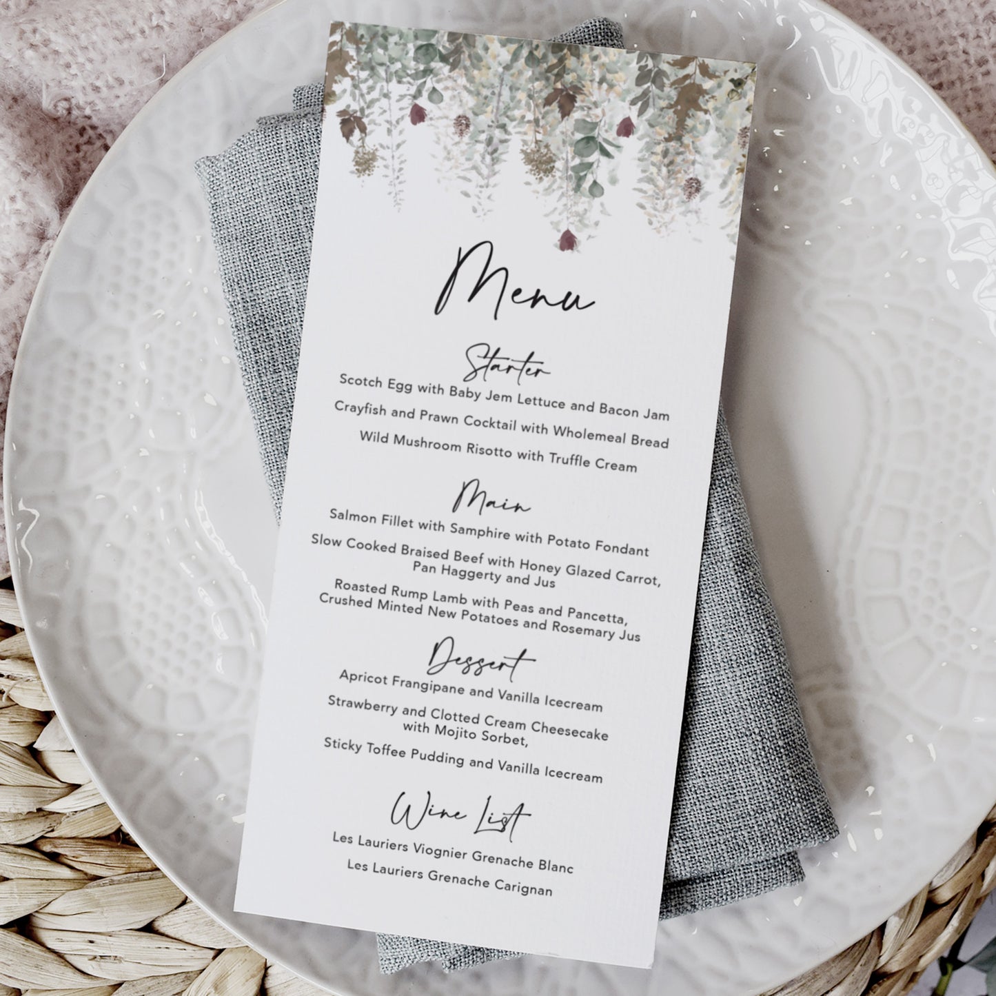 Autumn Foliage Wedding Menu Cards
