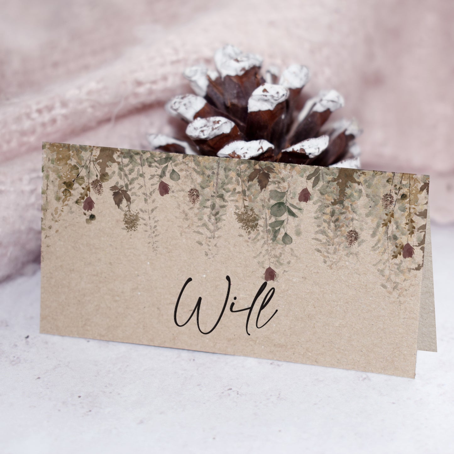 Autumn Foliage Kraft Place Cards