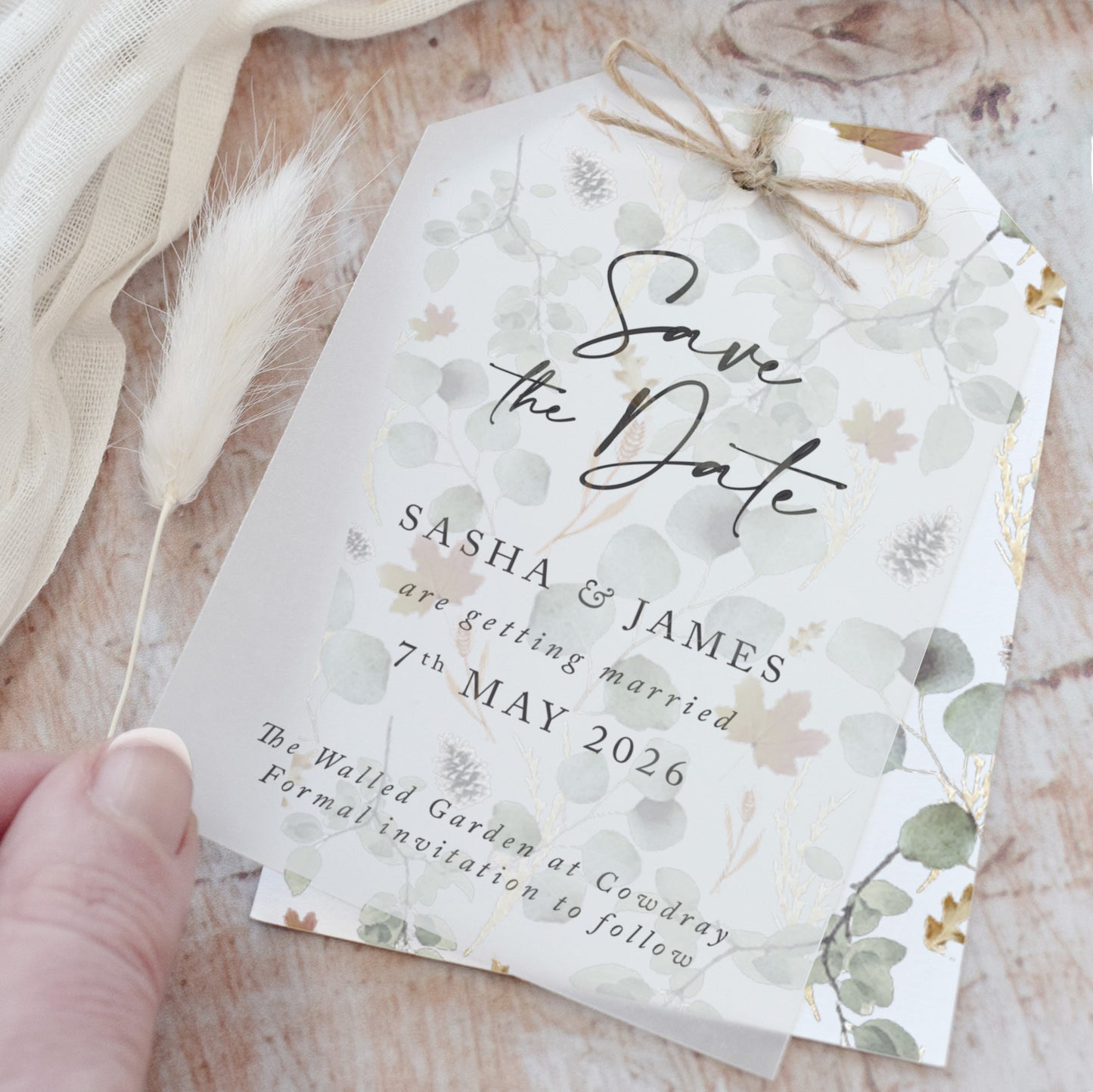 Autumn Willow Vellum Save the Date Cards
