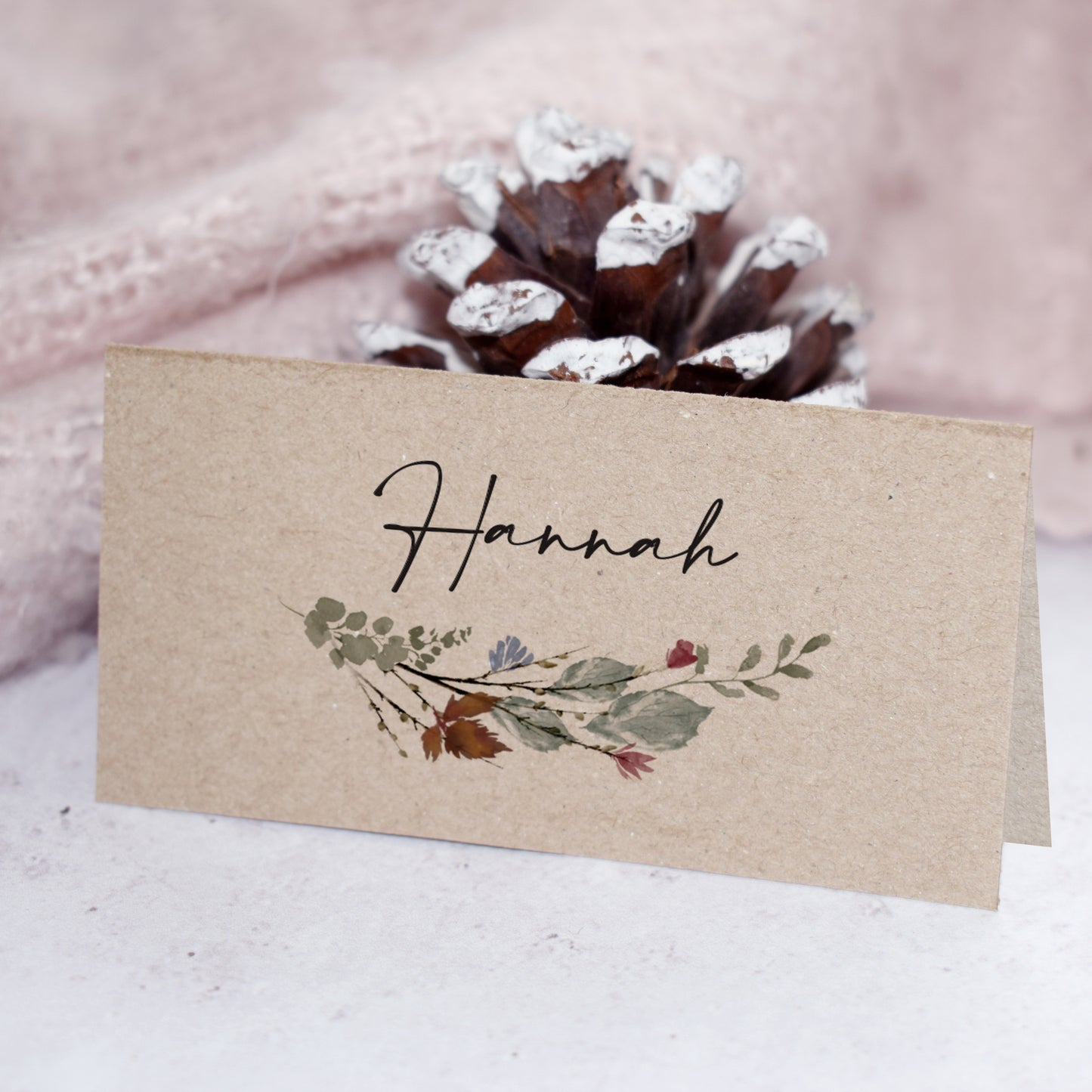 Autumn Wreath Kraft Place Cards