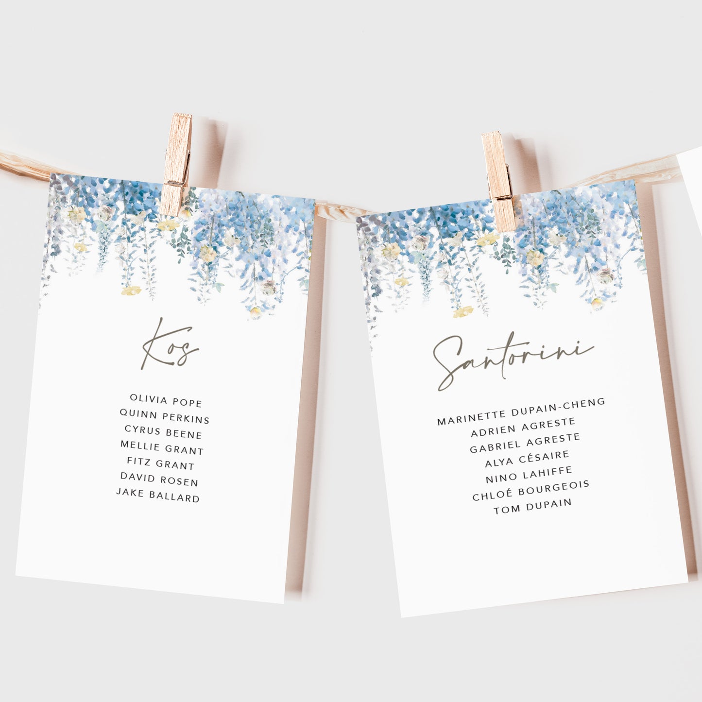 Whimsical Coast Wedding Seating Plan Cards
