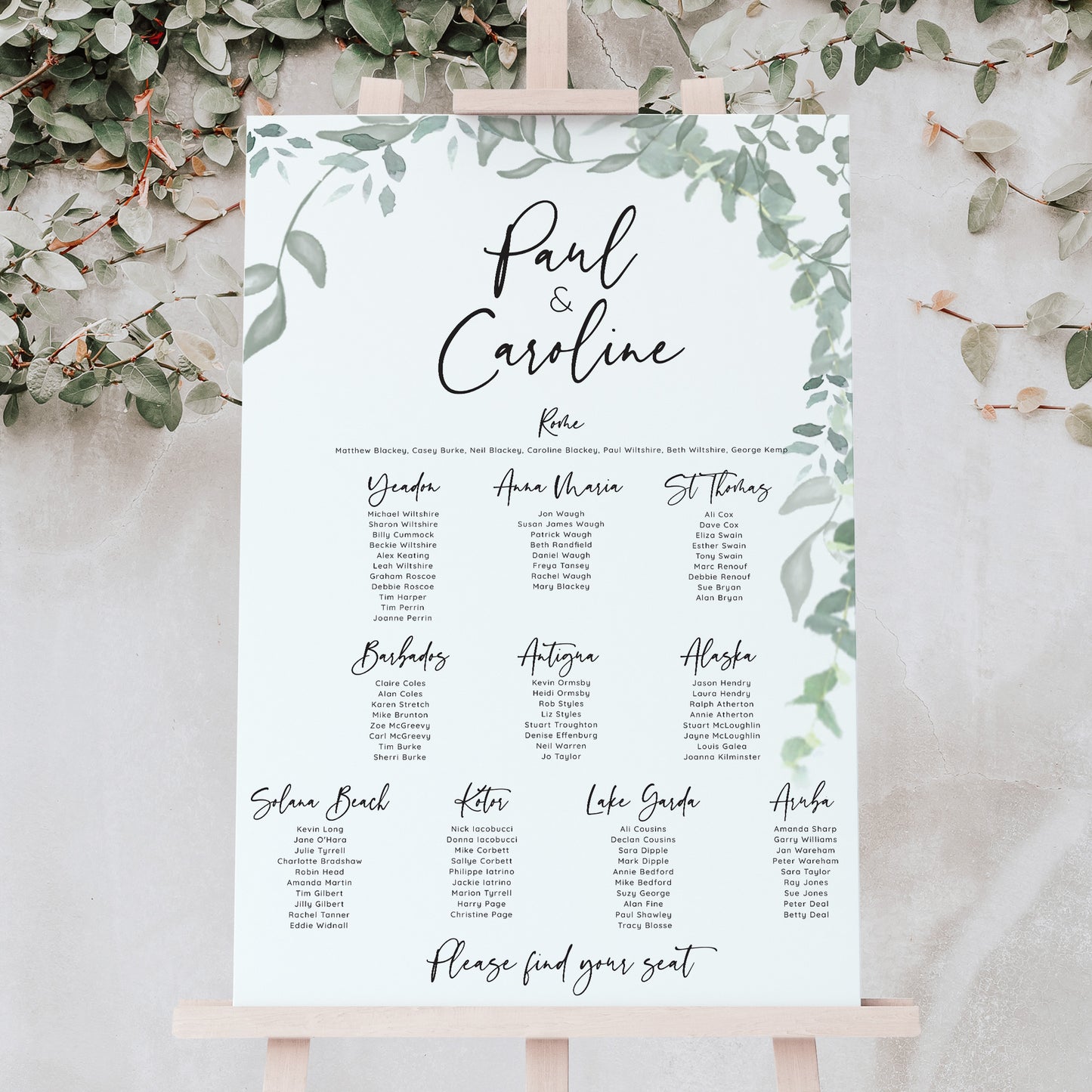 Sage Green Wedding Table Plan