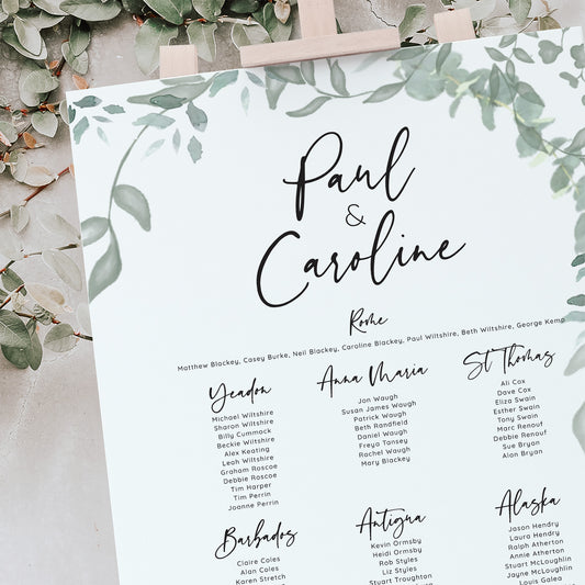 Greenery Wedding Table Plan