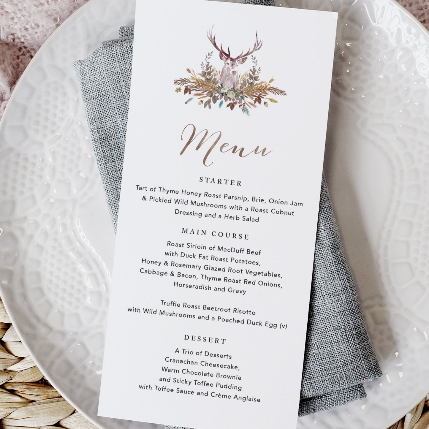 Highland Autumn Wedding Menu Cards