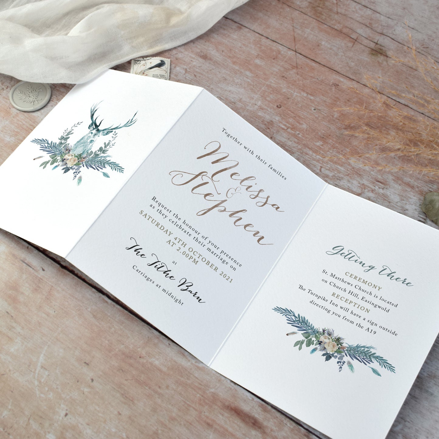 Highland Winter 3 Fold Concertina Wedding Invitation