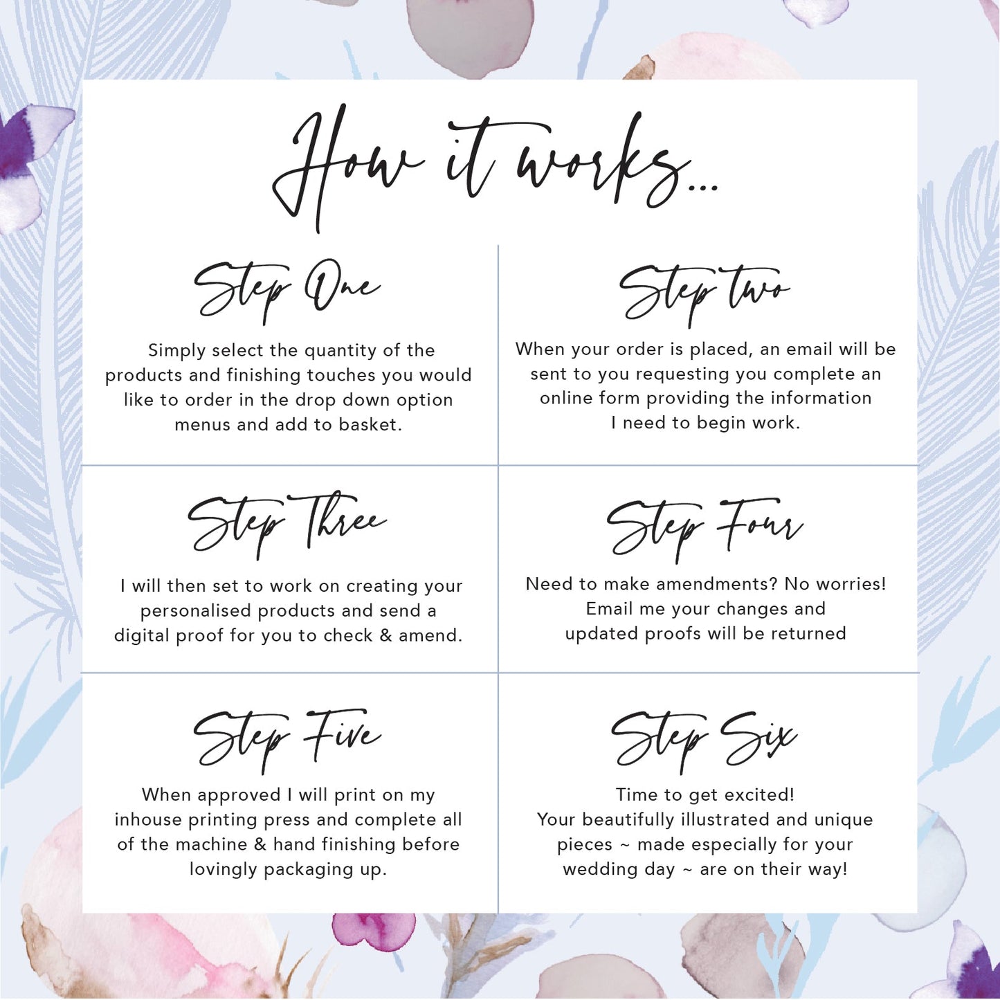 4 PAGE 'Whimsical Winter' Wedding Order of Service Booklet