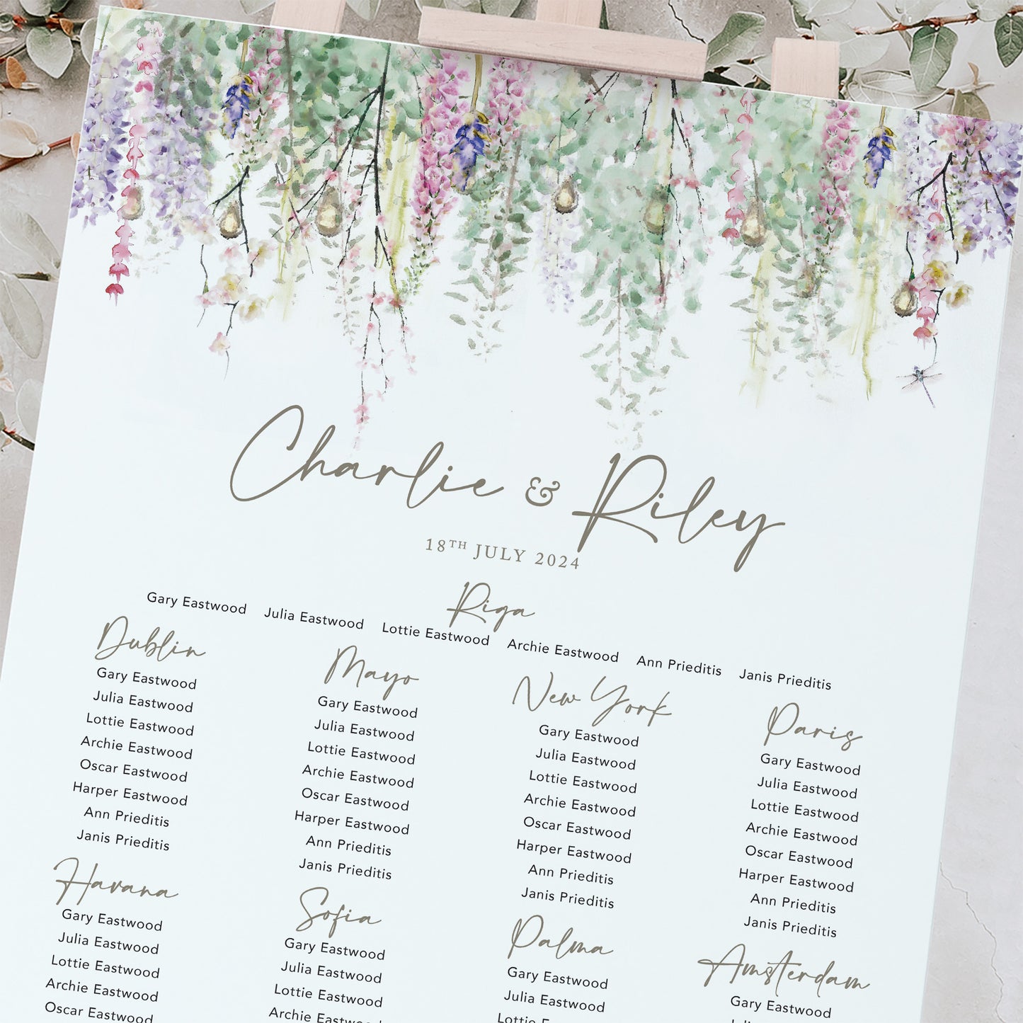 Whimsical Spring Wedding Table Plan