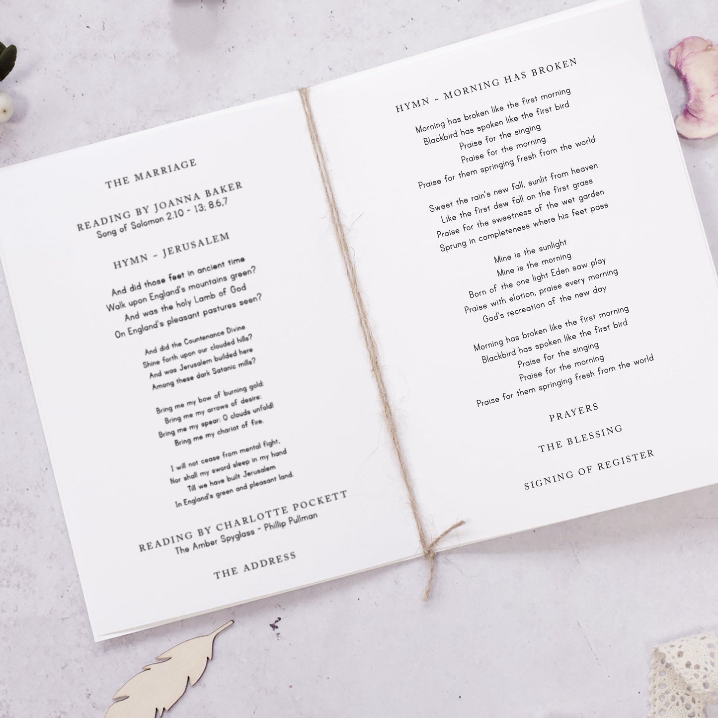 8 PAGE 'Winter Wreath' Wedding Order of Service Booklet