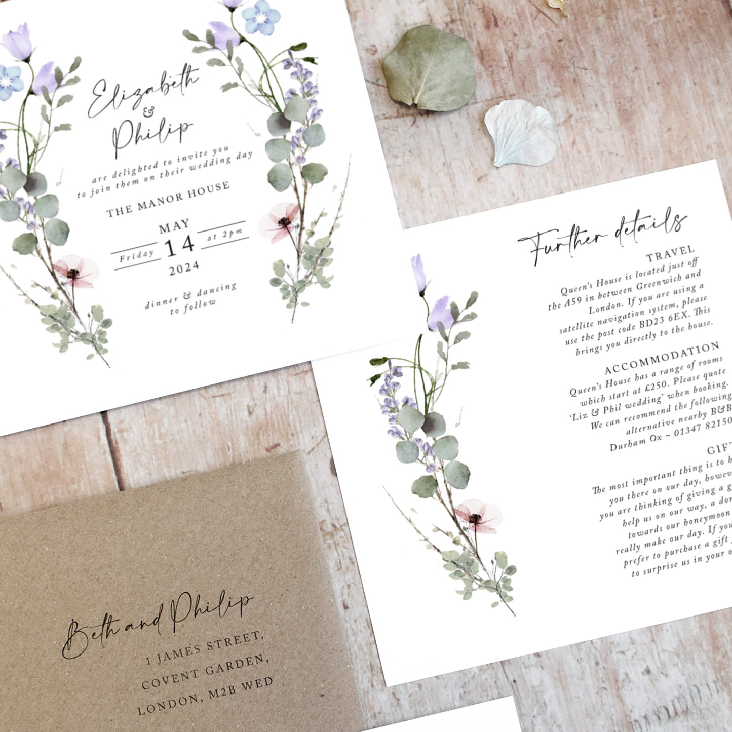 Periwinkle Square Wedding Invitation