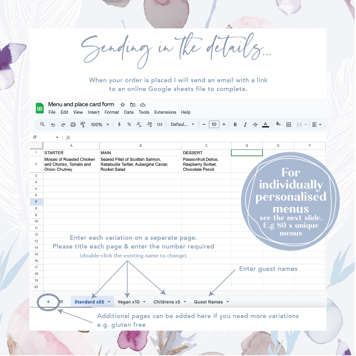 Mocha Vellum Wedding Menu