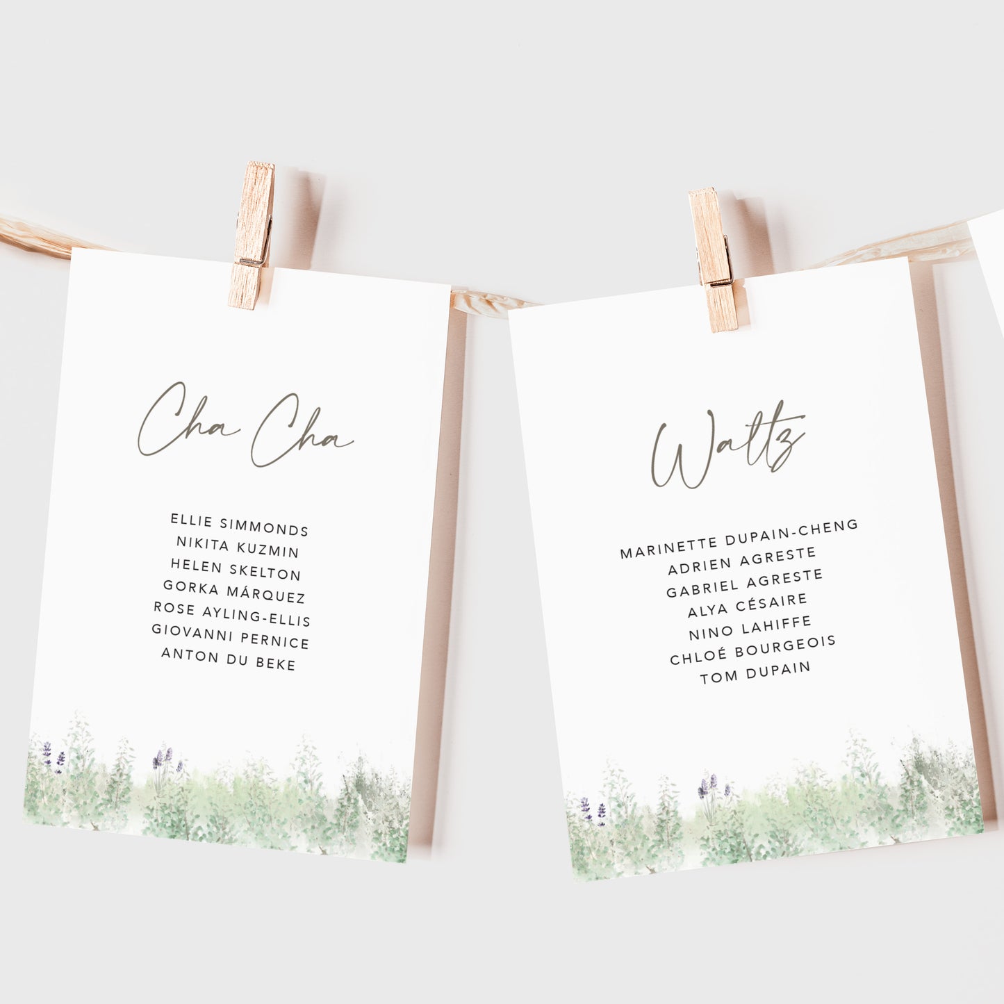 Whimsical Spring Wedding Seating Plan Cards