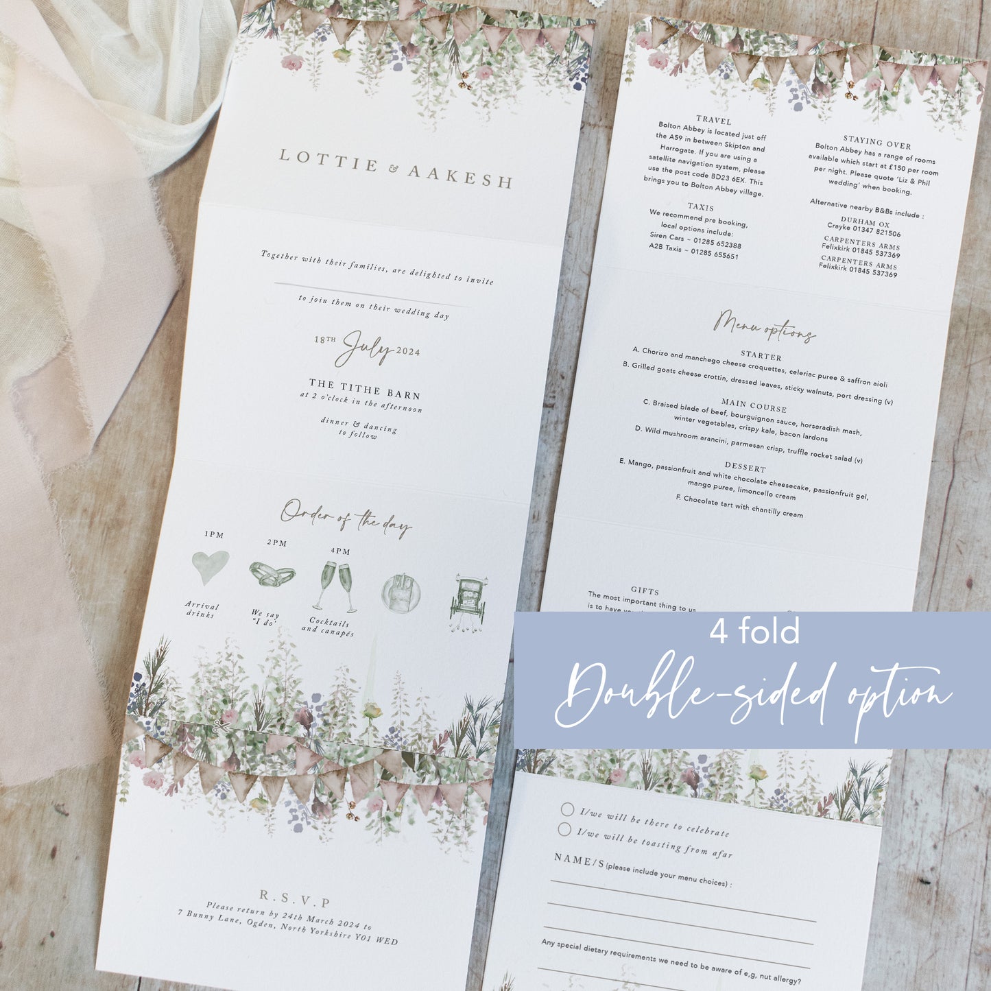 Whimsical Barn 4 Fold Concertina Wedding Invitation