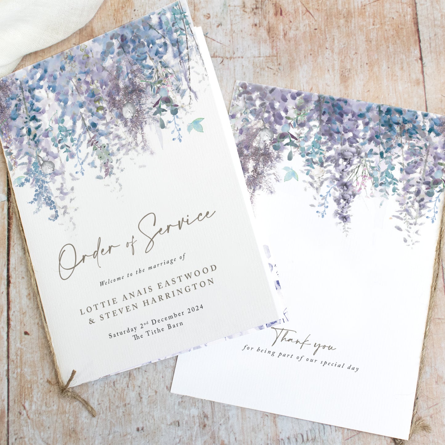 8 PAGE 'Whimsical Winter' Wedding Order of Service Booklet
