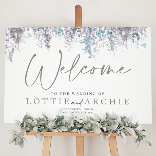 Whimsical Winter Wedding Welcome Sign