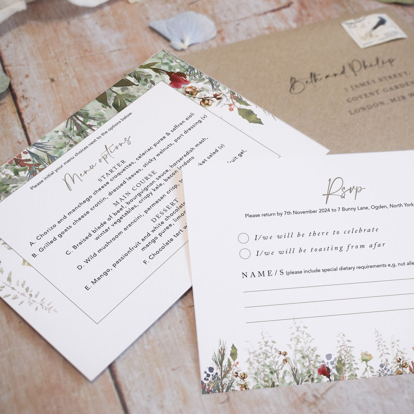 Whimsical Noel 3 Fold Concertina Wedding Invitation