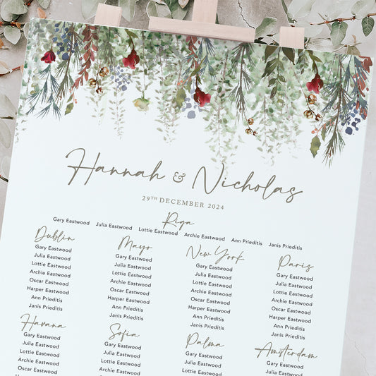 Christmas wedding table plan