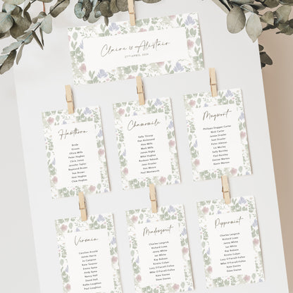 Wildflower Wedding Seating Plan Cards