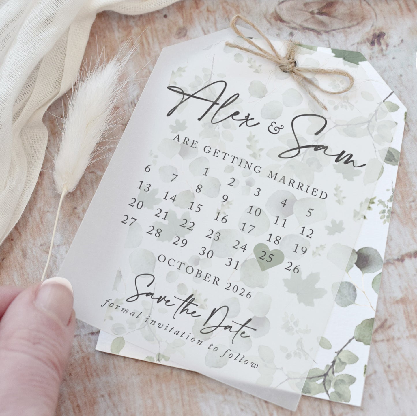 Willow Vellum Calendar Save the Date Cards