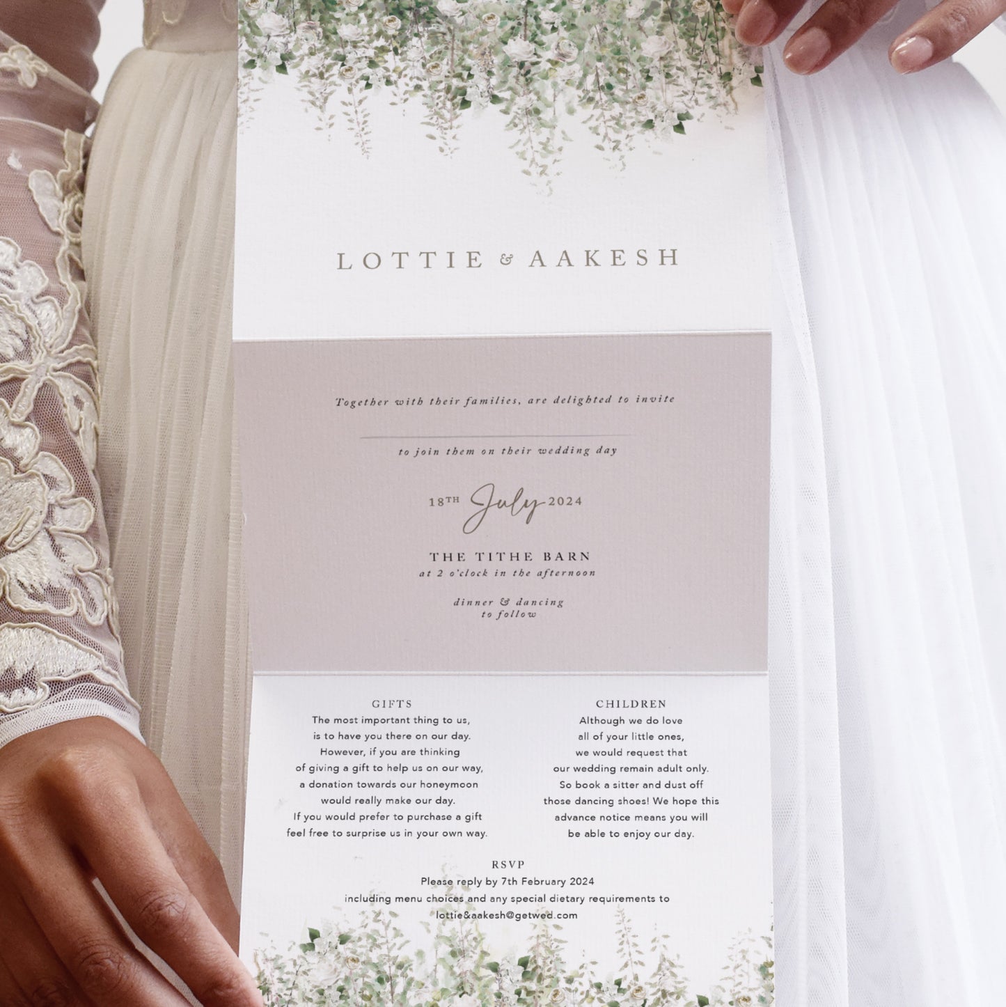 Whimsical Windsor 3 fold Concertina Wedding Invitation