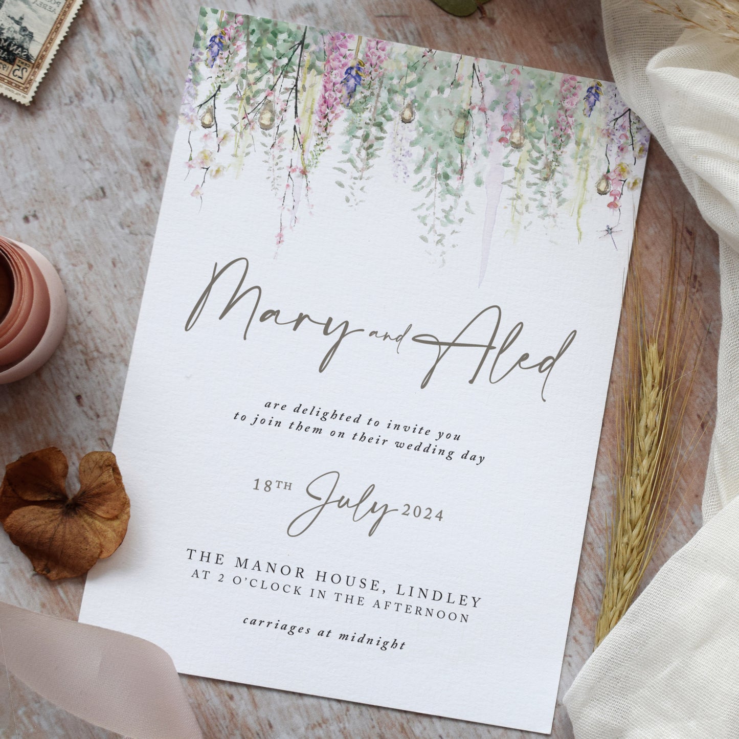 Whimsical Spring Wedding Invitation