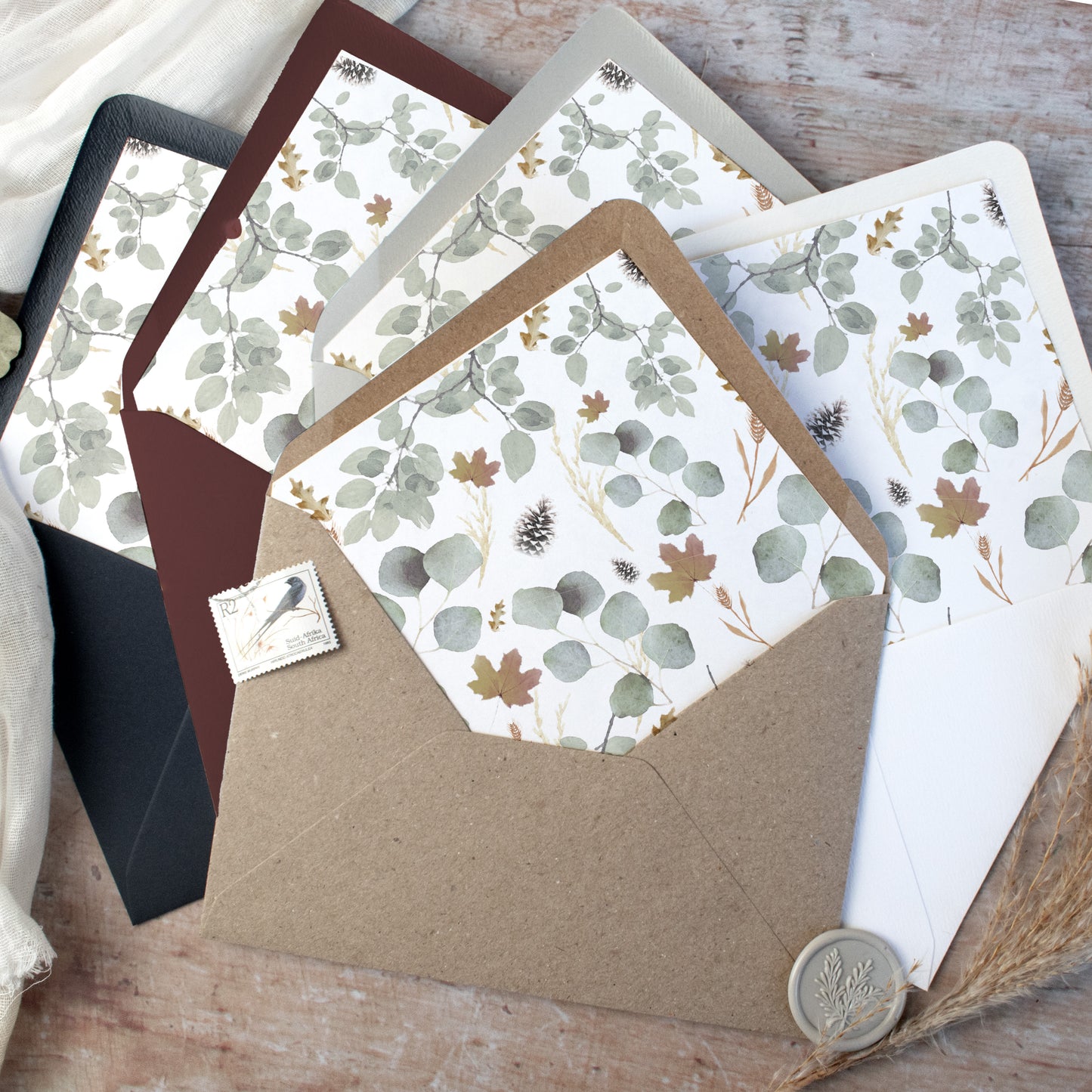 Autumn Willow 4 Fold Concertina Wedding Invitation