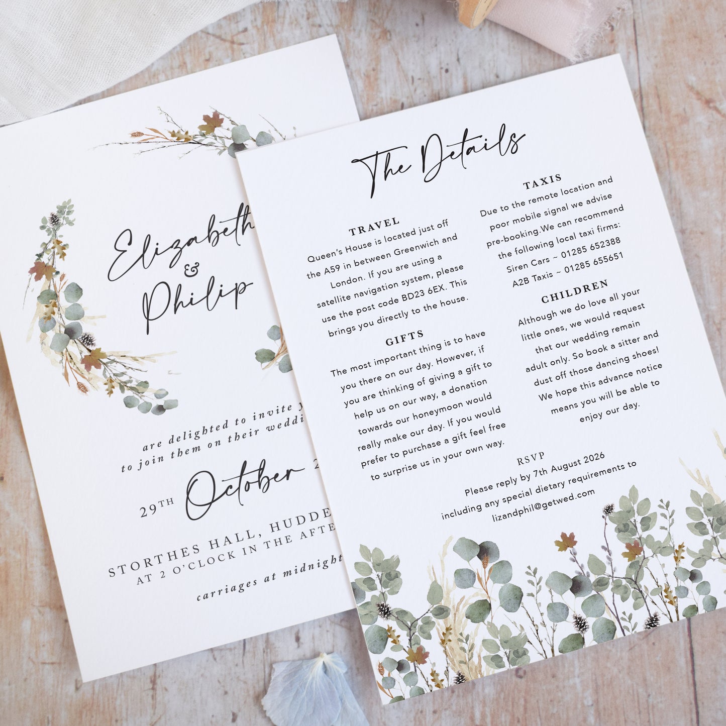 Autumn Willow Wreath Wedding Invitation