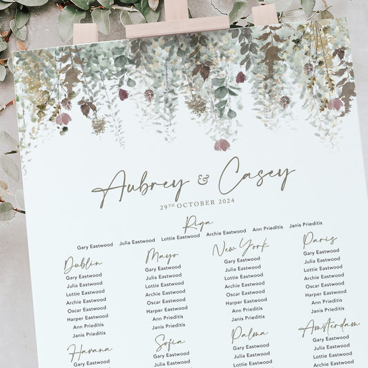 Autumn wedding table plan