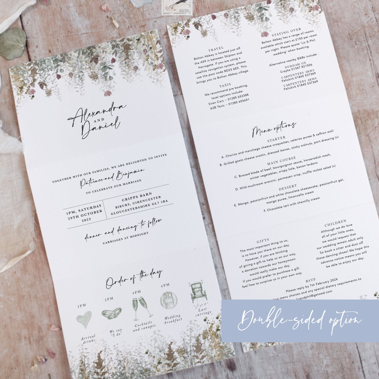 Autumn Foliage 3 Fold Concertina Wedding Invitation