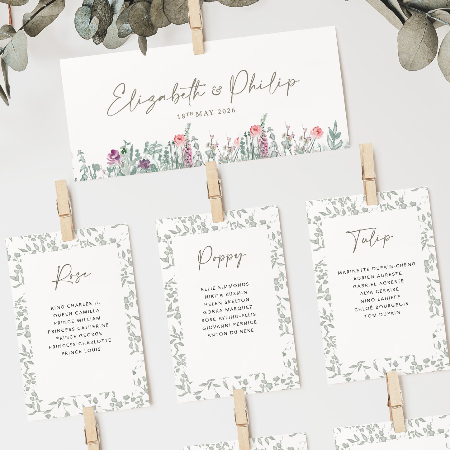 Secret Garden Wedding Seating Plan Cards