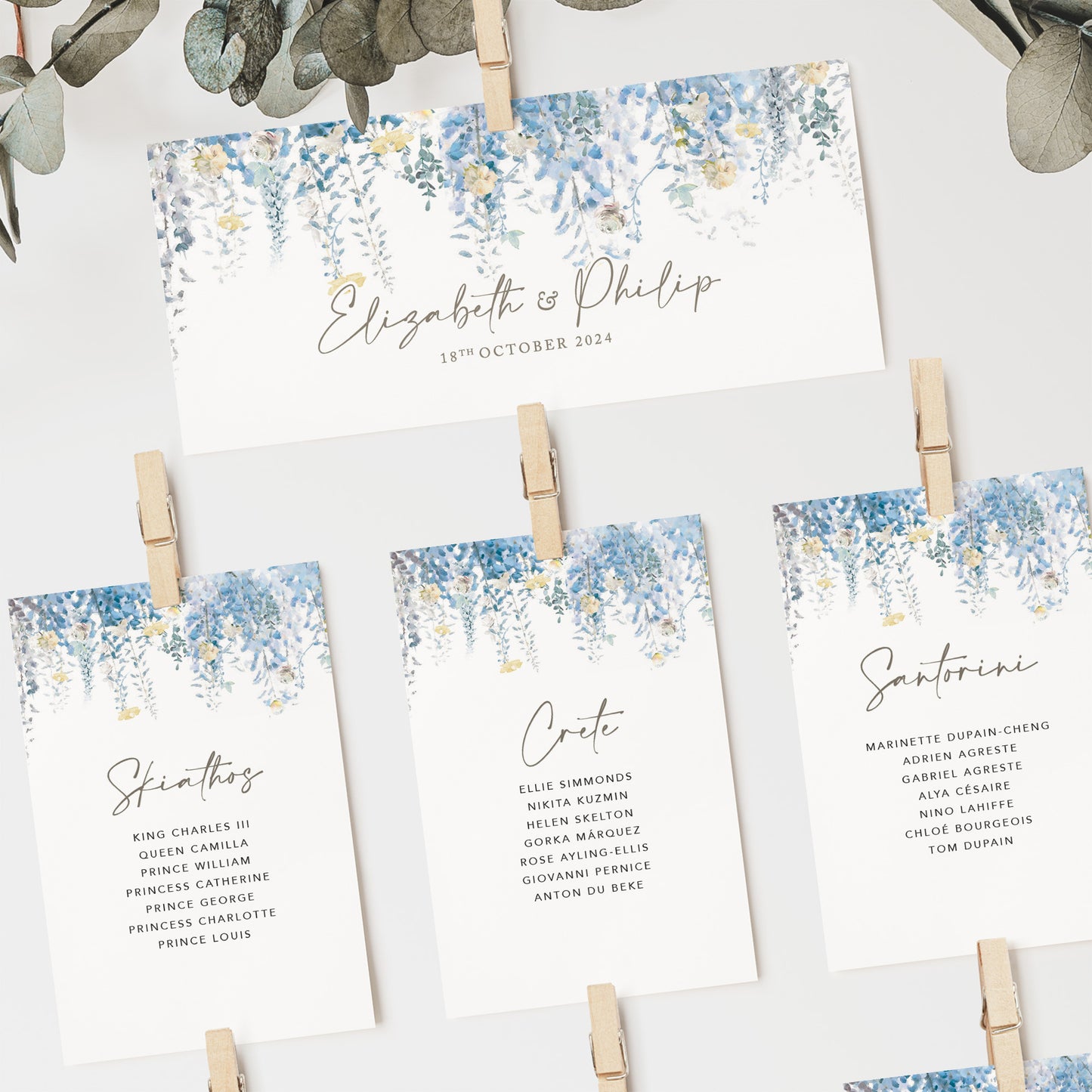 Whimsical Coast Wedding Seating Plan Cards