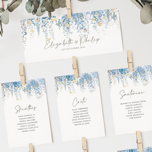 Whimsical Coast Wedding Seating Plan Cards