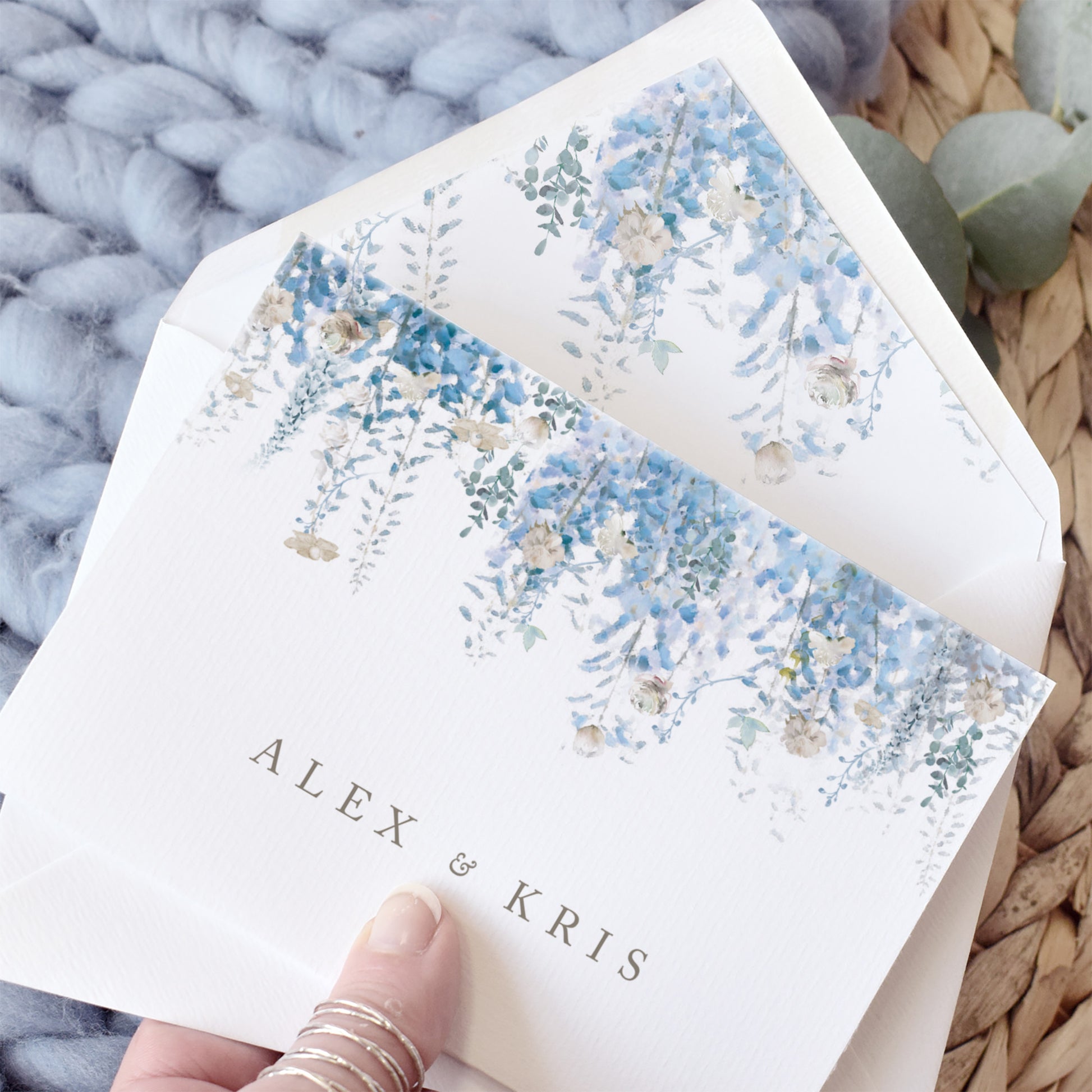 dusky blue wedding invitations