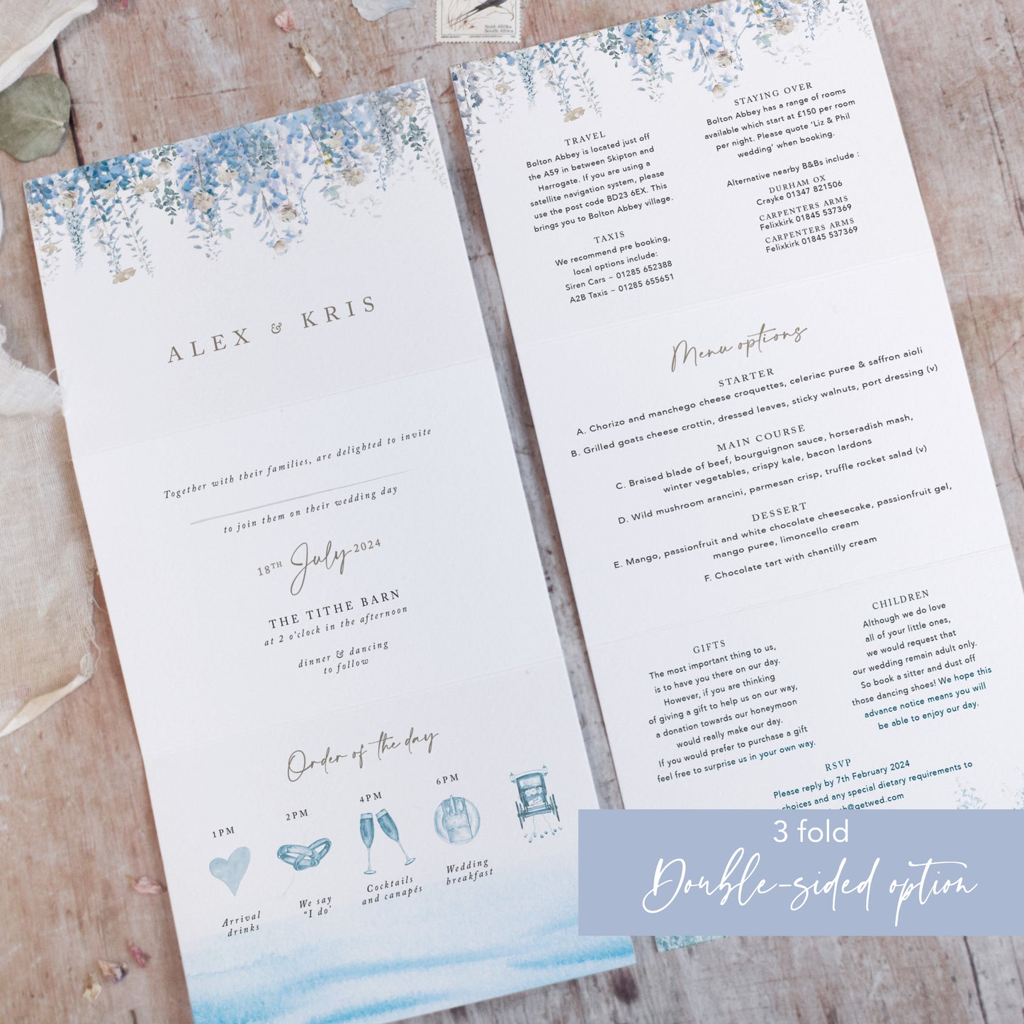 Whimsical Coast 3 Fold Concertina Wedding Invitation