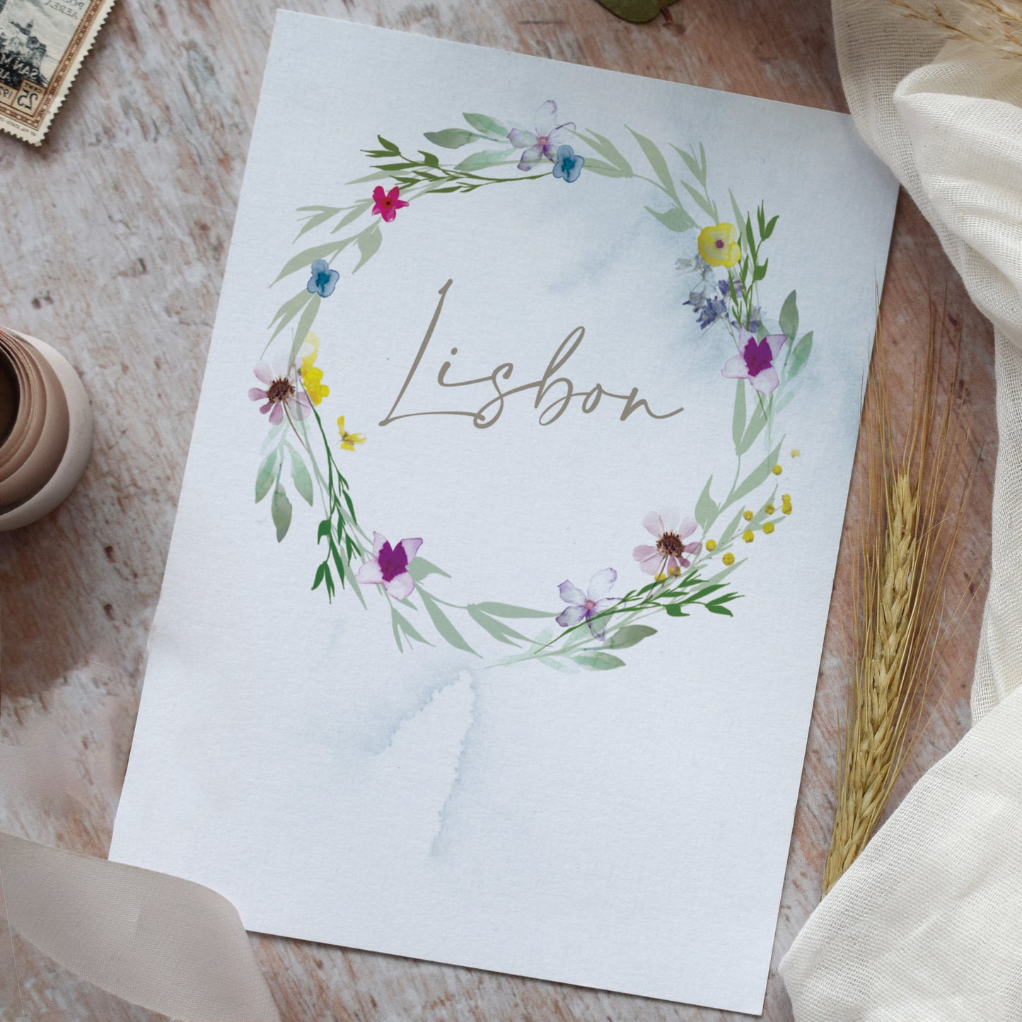 Flower Press Table Name Cards