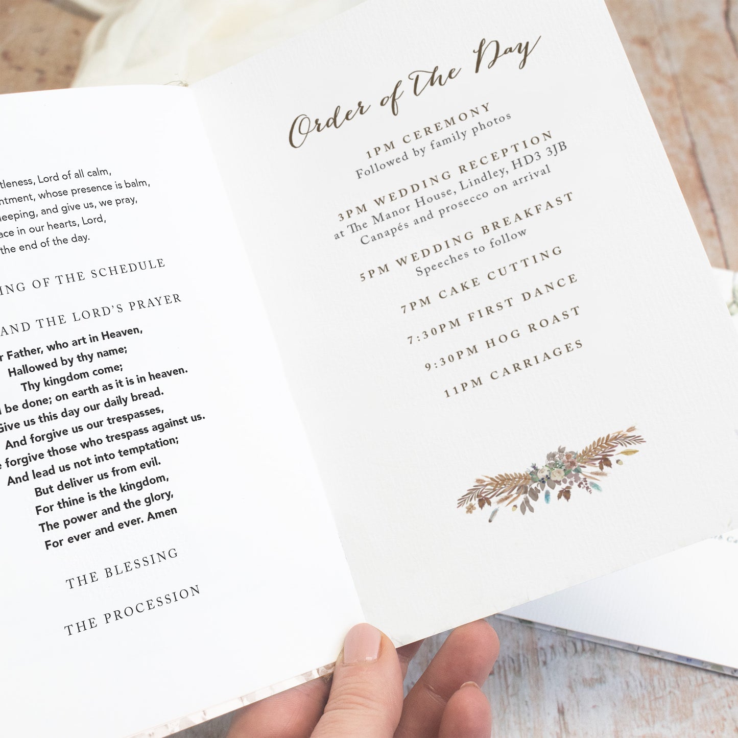 8 PAGE 'Highland Autumn' Wedding Order of Service Booklet