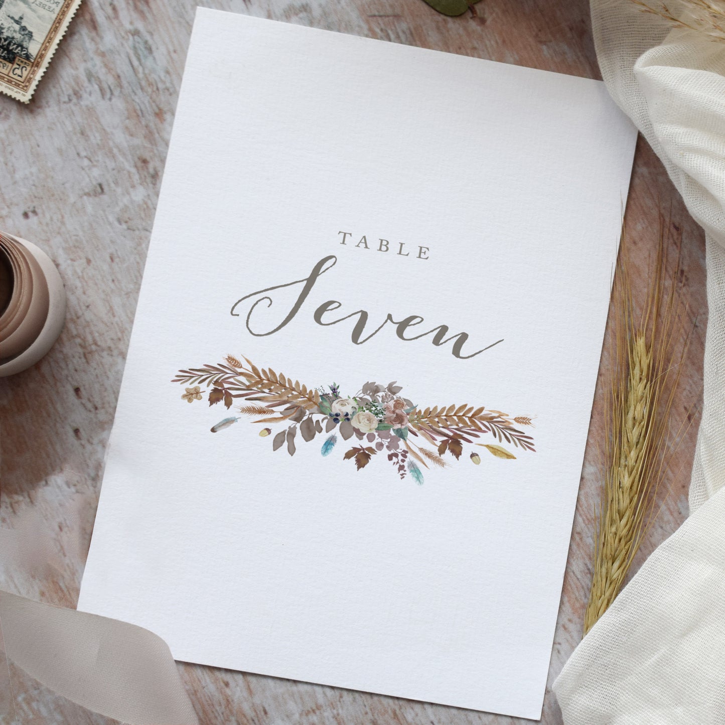 Highland Autumn Table Number Cards