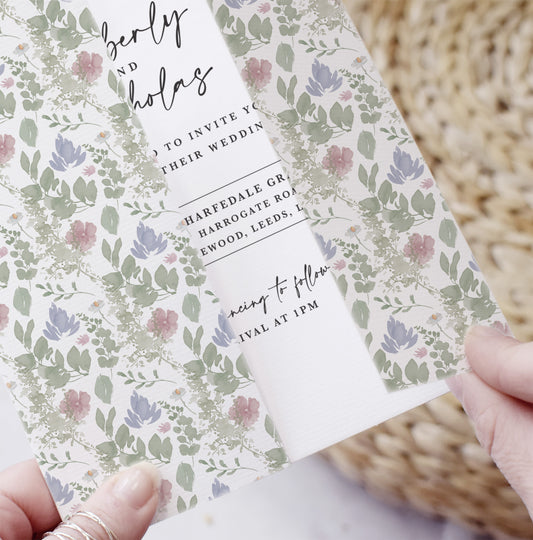 wildflower wedding invitations in a gatefold design