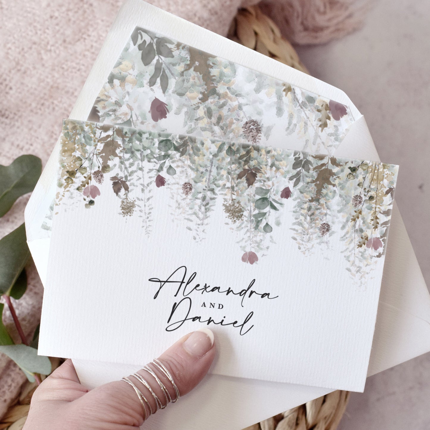 Autumn Foliage 3 Fold Concertina Wedding Invitation