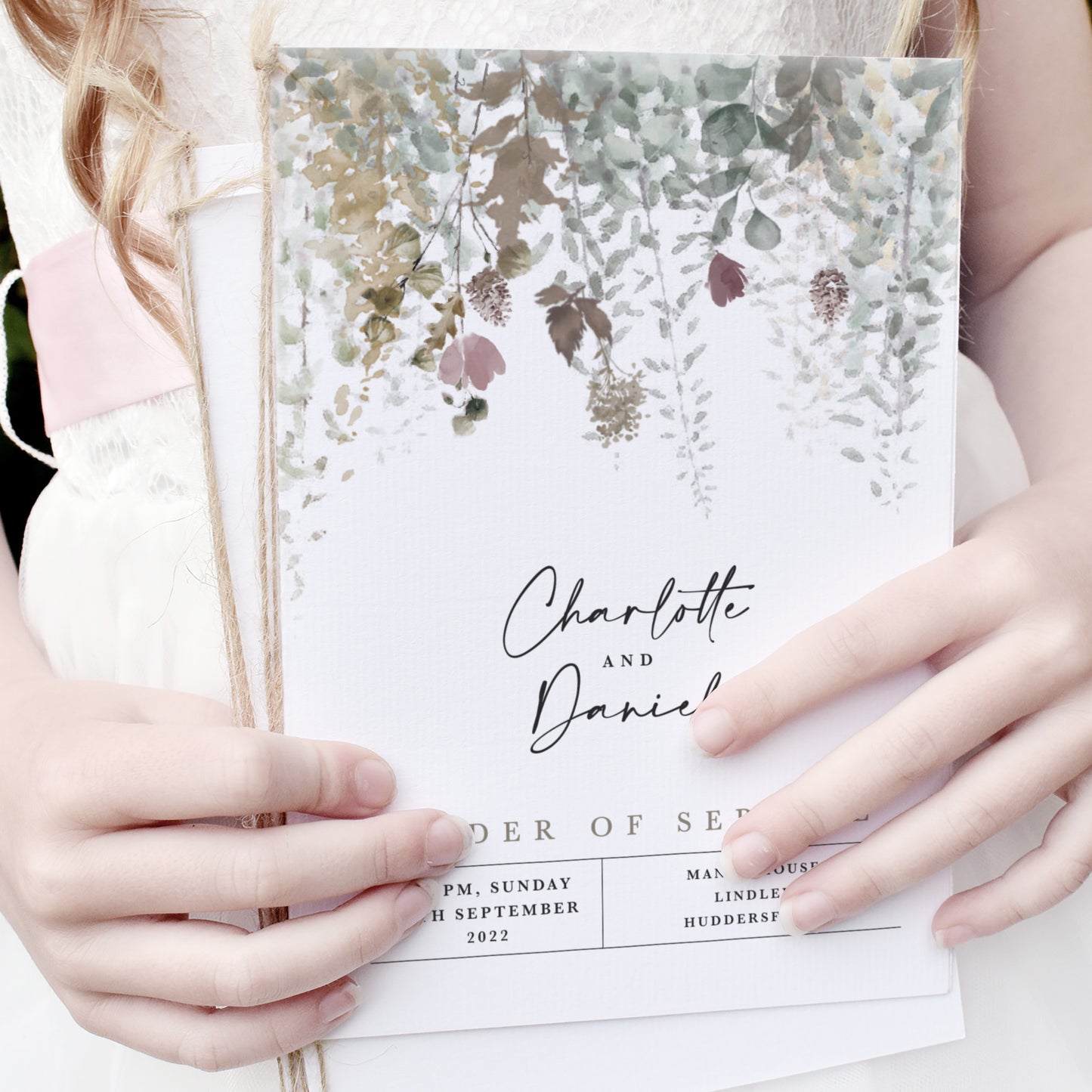 8 PAGE 'Autumn Foliage' Wedding Order of Service Booklet