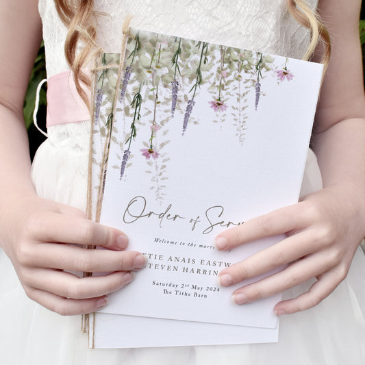 8 PAGE 'Whisper ' Wedding Order of Service Booklet