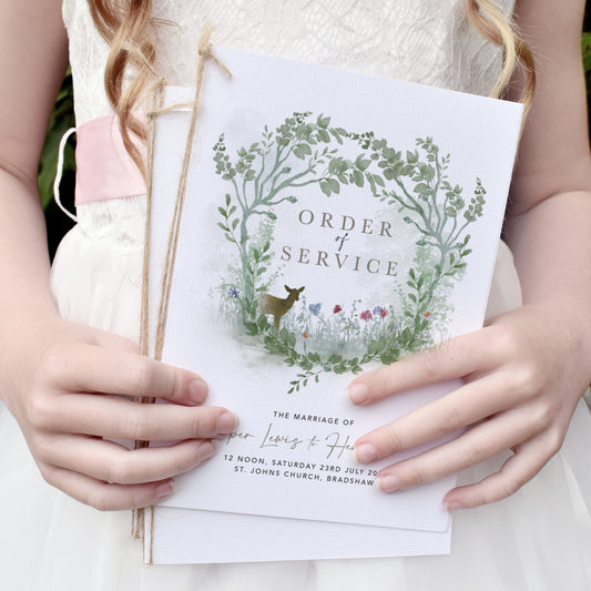 8 PAGE 'Wildflower' Wedding Order of Service Booklet