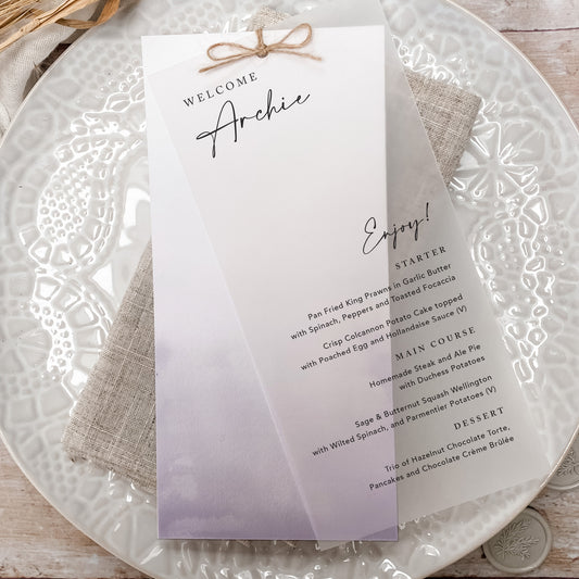 Lavender Vellum Wedding Menu