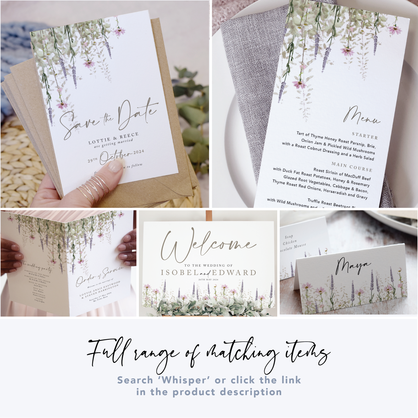 Whisper Table Name Cards