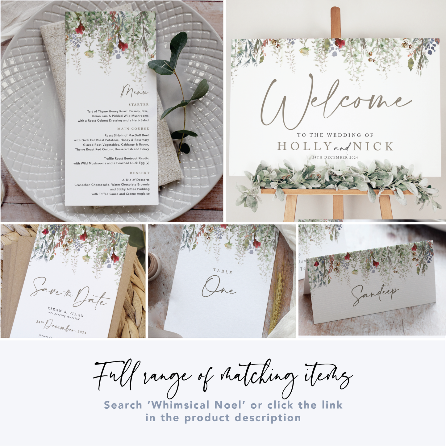 Whimsical Noel 3 Fold Concertina Wedding Invitation