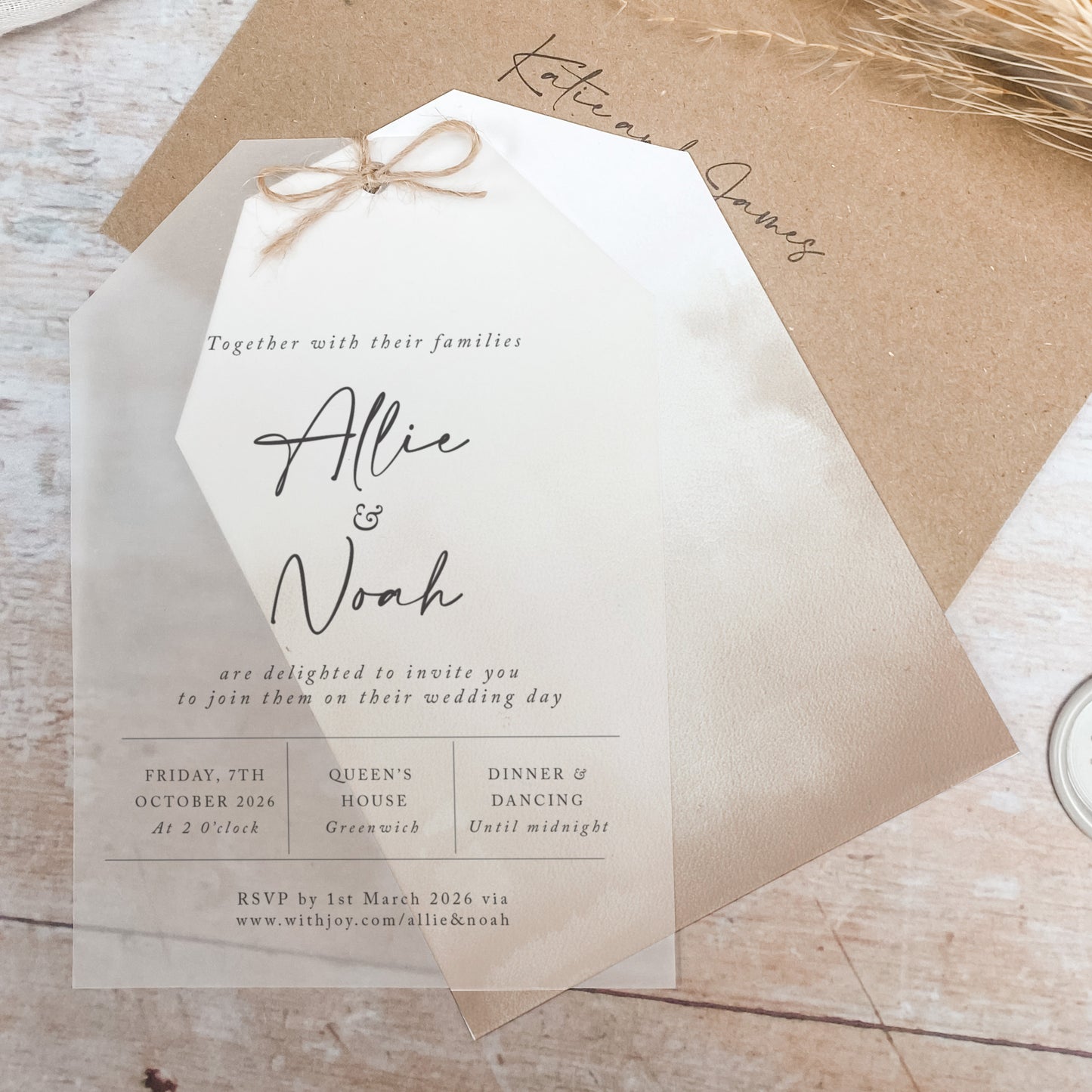 Mocha Vellum Tag Wedding Invitation