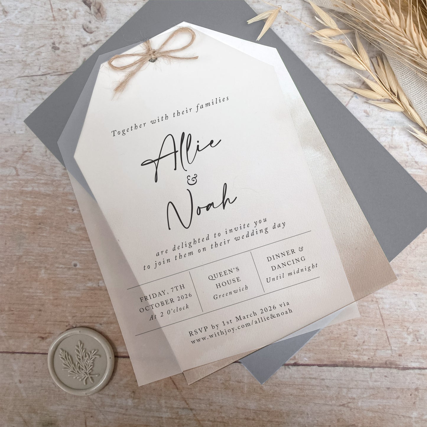 Mocha Vellum Tag Wedding Invitation