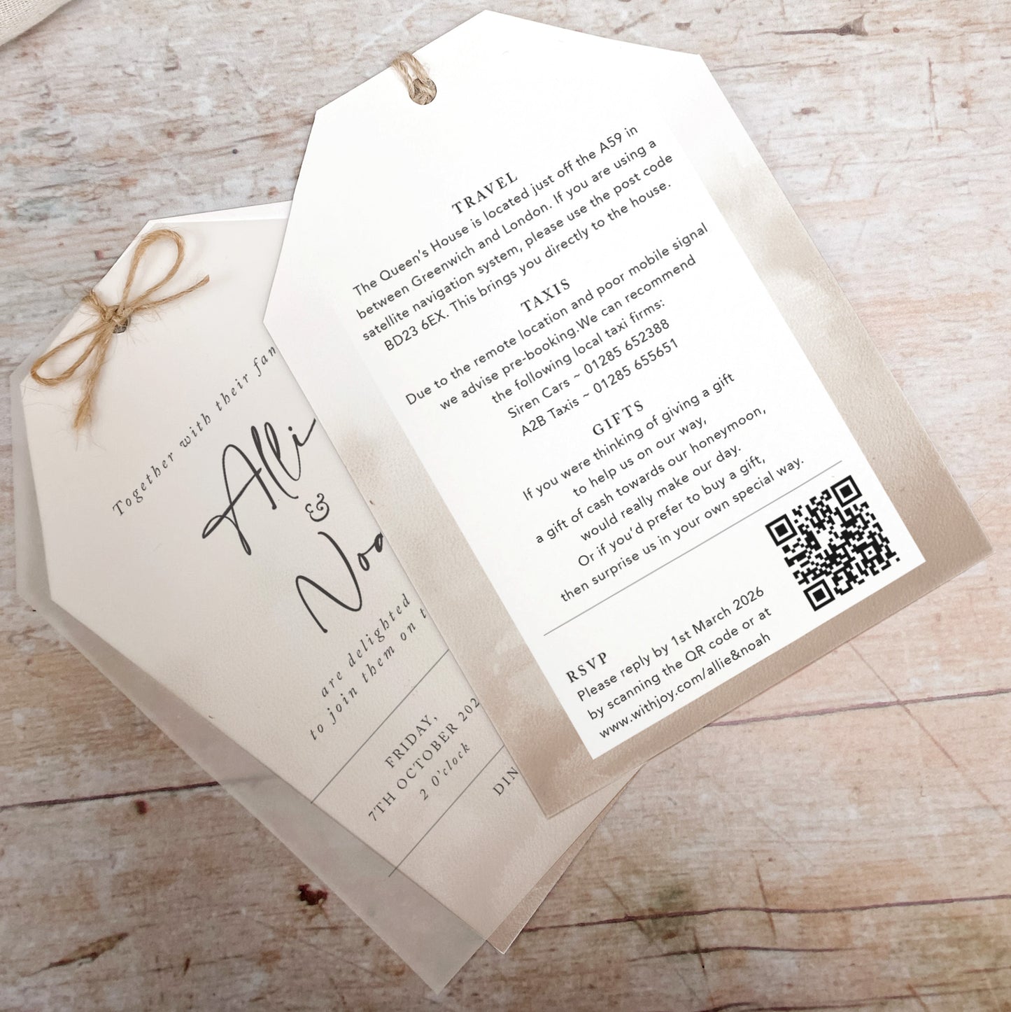 Mocha Vellum Tag Wedding Invitation